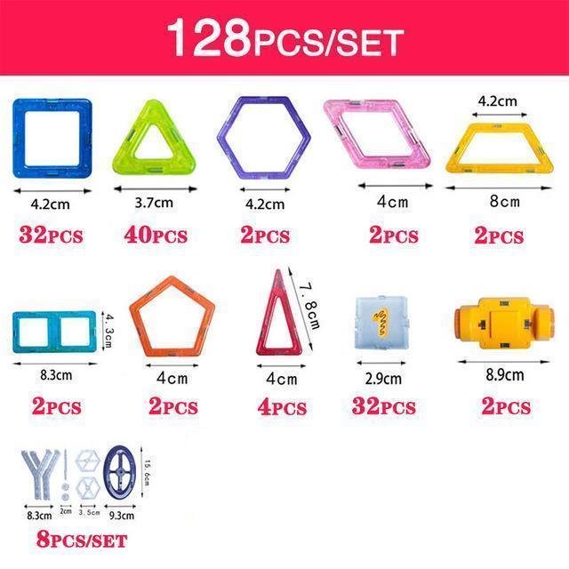 3D Magnetic Building Blocks - Set-128pcs-by-Toys Suited