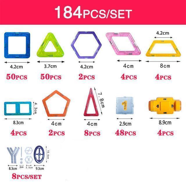 3D Magnetic Building Blocks - Set-184pcs-by-Toys Suited